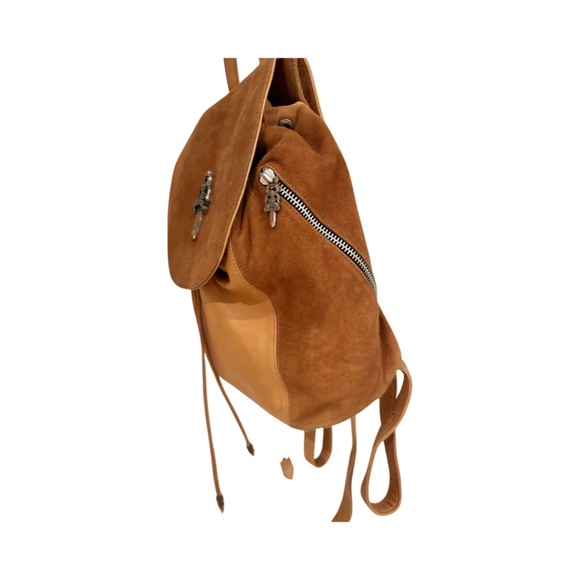 CHROME HEARTS Leather & Suede Iggy Drawstring Backpack TAN - Picture 2 of 3